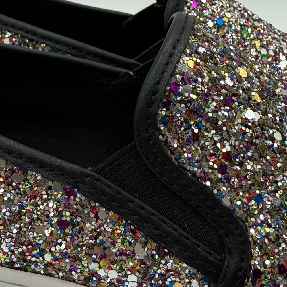 Steve Madden Ecentrog Leather Trim Multicolor Sparkly-Glitter Slip On Sneakers - Picture 9 of 16